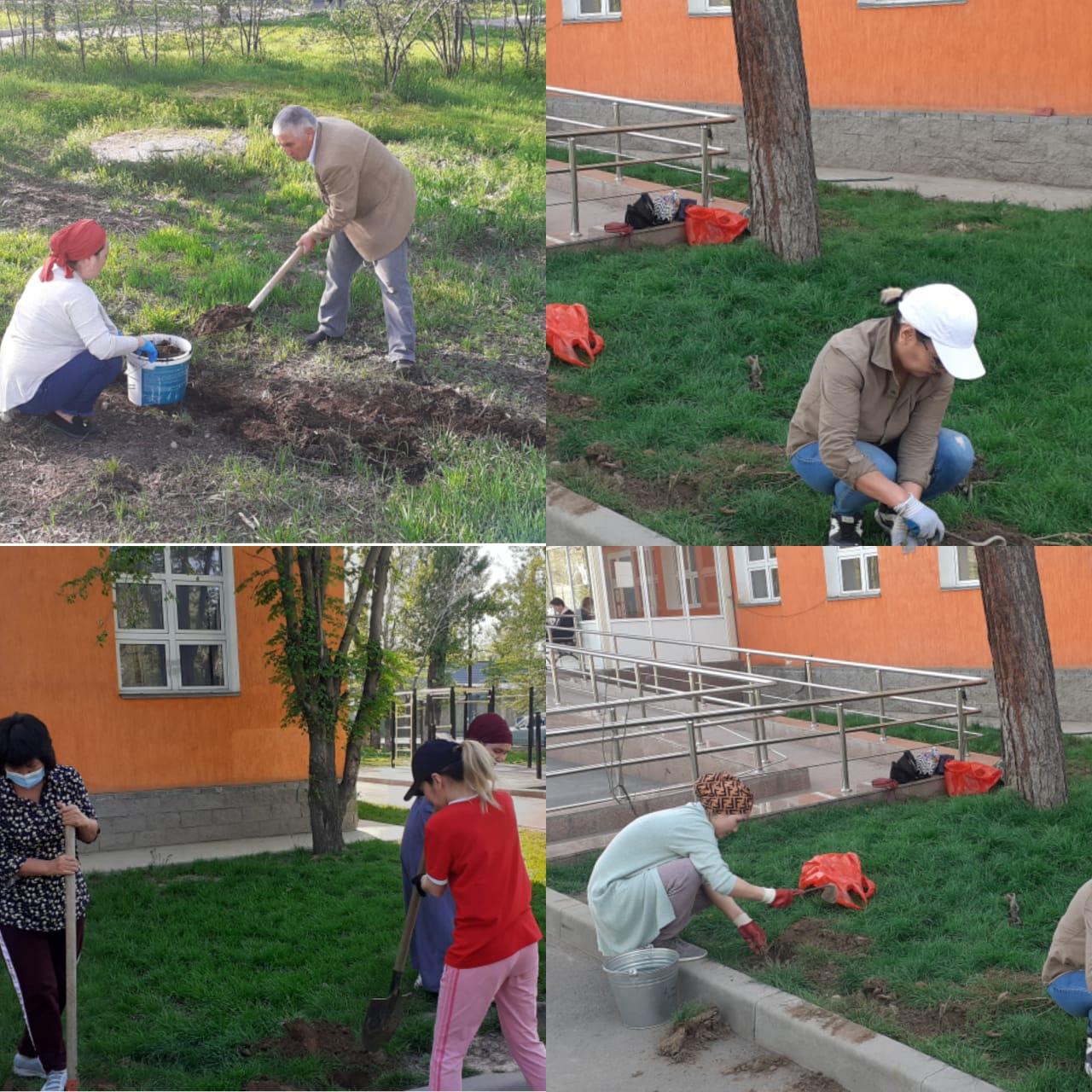 18.04.2022ж  мектебіміздің бастауыш сынып оқушыларының ата-аналары «Менің- ағашым» мектеп алдын көгалдандыру акциясына қатысты. Ата-аналар балаларына